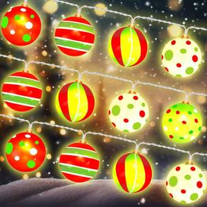 lot 15165 image: Glooglitter 10 ft 20 LED Christmas Globe String Lights Battery Operated String Lights Green Decorations for Christmas Tree Holiday Party Decoration