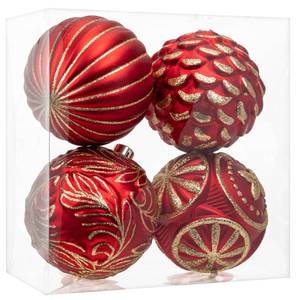 lot 15176 image: Hollyone 4.7 Inch Large Red and Gold Christmas Ornaments Ball 4Pcs Christmas Tree Balls Ornaments Shatterproof Christmas Ornaments for Xmas Tree Decor Party Wreath Home Decor (Red & Gold, 120mm) one ball is damaged  - Retail $27