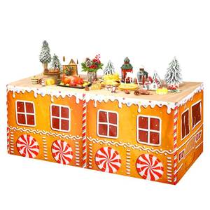 lot 15179 image: Oudain 6ft Christmas Rectangle Fitted Tablecloth Gingerbread Washable Xmas Table Cover Polyester Reusable Tablecloth for Christmas Winter Holiday Party Decoration Dining Supply - Retail $24