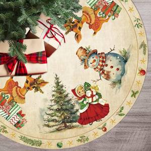 lot 15180 image: Vintage Christmas Decor Tree Skirt 48 Inch Retro Sika Deer Xmas Decorations Tree Mat Vintage Style for Indoor Outdoor Merry Christmas Party Supplies Decor - Retail $10