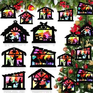 lot 15194 image: Christmas Nativity Ornaments, Nativity Crafts for Kids Adult, DIY Wooden Nativity Scene Ornaments, Christian Hanging Ornaments Bulk for Xmas Tree Religious Gift Jesus Sunday School Activities - Retail $18