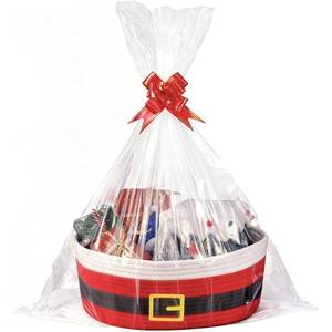 lot 15211 image: GGFIRR Christmas Woven Basket Empty with Large Gift Bag and Red Pull Bow, 13.5x10x5.9in Santa Claus Cotton Rope Basket, Storage Bin Set for Xmas Gift, Holiday Decoration