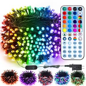 lot 15217 image: Brizled Color Changing String Lights 98FT 300 LED RGB Christmas Lights Dimmable Multifunctional Christmas Light with Remote for Indoor Outdoor St Patricks Day Easter Halloween Xmas Tree Holiday Party - Retail $40