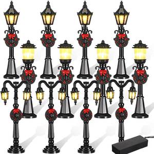 lot 15218 image: Baquler 12 Pcs Christmas Mini Street Light Models Mini Street Lamp Miniature Christmas Village Pathway Lantern Post Christmas Village Accessories for Dollhouse Micro Landscape Garden DIY, 3 Styles