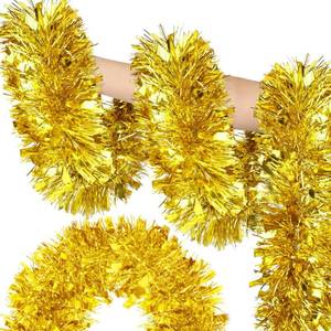 lot 15219 image: Christmas Tinsel Garland, Red Green&Gold Metallic Twist Shiny Hanging Garland Ornaments for Christmas Tree, Party Supplies Thick Metallic Xmas Streamers