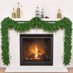 lot 15227 image: Faux Cedar Garland Realistic, Christmas Garland with Lights for Mantle, Christmas Real Touch Norfolk Pine Garland for Home Table Front Door Indoor Outdoor Christmas Decor