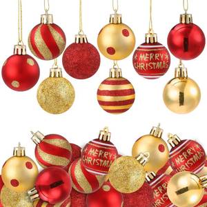 lot 15229 image: Celltestria 36pcs Mini Christmas Balls Ornament 1.57 Inch Red Gold Little Hanging Xmas Balls for Tree Decoration Swirl Candy Cane Polka Dots Tiny Christmas Baubles for Home Indoor Holiday Party Decor - Retail $17