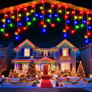 lot 15240 image: JDGJYDS 131 Ft String Lights for Outside, 1280 LED Christmas Lights Outdoor Plug in, Christmas String Lights with 8 Modes & Timer for Holiday, Party, Wedding, House, Patio, Outdoor Decor(Multicolor) - Retail $80
