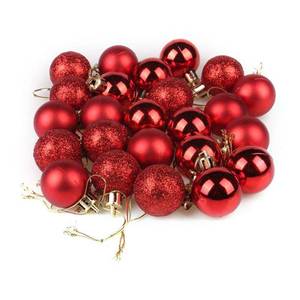 lot 15247 image: AKOAK 24 Pcs Christmas Ball Ornaments Multicolor Christmas Tree Decoration Balls for Holiday Wedding Party Decoration,with Hanging Hole and Short Line,Diameter 40mm(1.57) (Red) - Retail $10