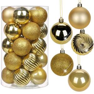lot 15249 image: Gold Christmas Balls Ornaments 25 Pcs Shatterproof Christmas Ornaments Set Small Halloween Gold Ornament for Xmas Tree Holiday Party - Retail $20