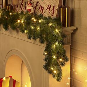 lot 62764 image: 2PCS 6ft Pre-Lit Christmas Garland, Artificial Lighted Norfolk Pine Garland with Multi-Color Lights, Battery Operated Garland for Mantle Stairs Table Fireplace Xmas Decoration Outdoor & Indoor