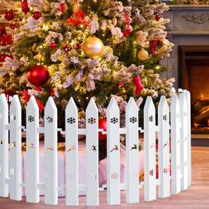 lot 62767 image: 18pcs Christmas Tree Gate, 15.7 Inches Tall Christmas Tree Picket Fence for Dogs, Round Toddler Baby Proof White Gate Around Xmas Tree, Thick Plastic Reja para Arbol de Navidad Pet Cat Protector - Retail $16
