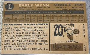 1960 Topps Baseball Card #1 - Early Wynn Chicago White Sox
