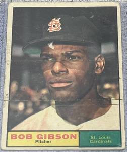 lot 105 image: 1961 Topps Baseball Card #211 - Bob Gibson St. Louis Cardinals