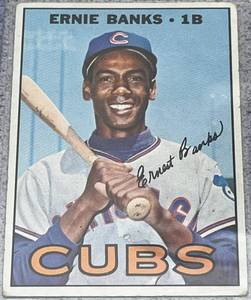 lot 110 image: 1967 Topps Baseball Card #215 - Ernie Banks Chicago Cubs