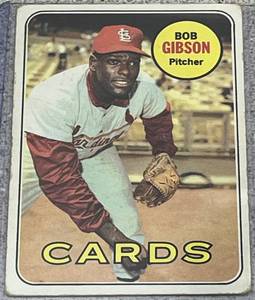 lot 114 image: 1969 Topps Baseball Card #200 - Bob Gibson St. Louis Cardinals
