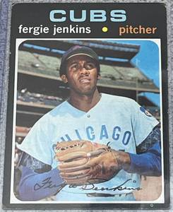 lot 118 image: 1971 Topps Baseball Card #280 - Fergie Jenkins Chicago Cubs