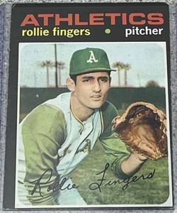 lot 119 image: 1971 Topps Baseball Card #384 - Rollie Fingers Oakland Athletics