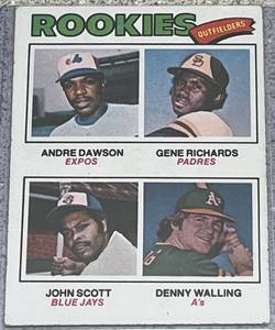 lot 133 image: 1977 Topps Baseball Card #473 - Rookie Outfielders Andre Dawson