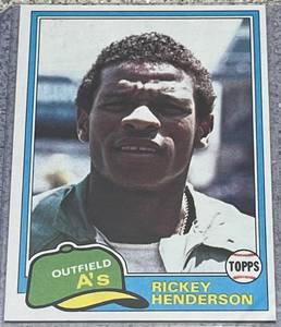 lot 149 image: 1981 Topps Baseball Card #261 - Rickey Henderson Oakland As