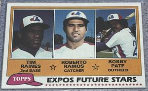 lot 152 image: 1981 Topps Baseball Card #479 - Expos Future Stars Tim Raines