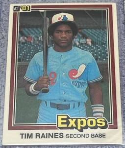 lot 158 image: 1981 Donruss Baseball Card #81 - Tim Raines Rookie Montreal Expos