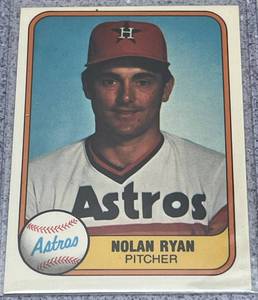 lot 159 image: 1981 Fleer Baseball Card #57 - Nolan Ryan Houston Astros