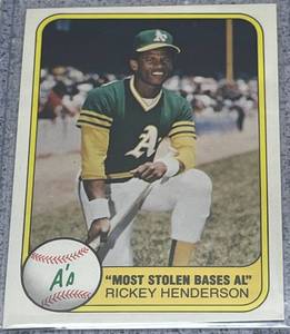 lot 163 image: 1981 Fleer Baseball Card #351 - Rickey Henderson Oakland As