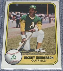 lot 165 image: 1981 Fleer Baseball Card #574 - Rickey Henderson Oakland Athletics
