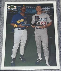 lot 188 image: 1991 Upper Deck Final Edition Baseball Card #79F - All-Star Checklist Ken Griffey Jr. & Ryne Sandberg