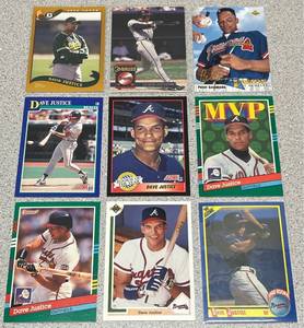 lot 230 image: Dave Justice Baseball Cards - Lot of 9 (1990 Score Rookie)