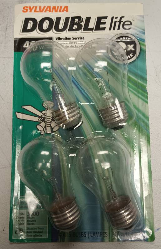 lot 410 image: DOUBLElife Clear A15 Screw Base Lamp 120V 40W 4 Pack