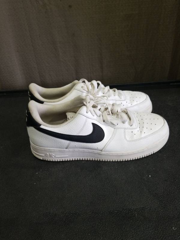 lot 4946 image: Nike Air Force 1 Low White Black Swoosh Sneakers Size 11.5