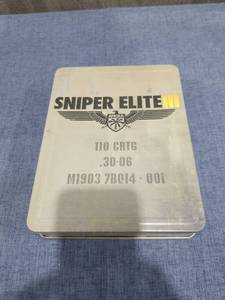 lot 712 image: Sniper Elite 3 X-box 1 Tin Box With Playing Cards,  and DLC Cards