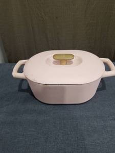lot 737 image: 6 Quart Enamel Dutch Oven, Rose by Drew Barrymore