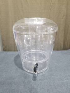 lot 738 image: Clear Plastic Beverage Dispenser with Spigot and Dome Lid