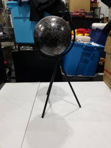 lot 1825 image: Black Globe on Tripod Stand with Map