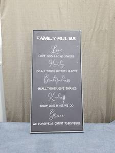 lot 1836 image: Family Rules Wall Art Print Sign