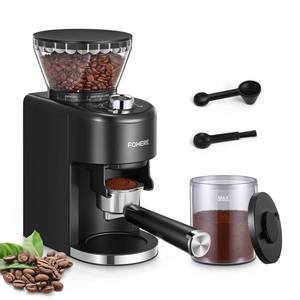 lot 1862 image: FOHERE Electric Burr Coffee Grinder, Adjustable Conical Burr Mill with 35 Precise Grind Setting, Anti-static, Cleaning Brush, for French Press, Drip Coffee, Espresso, Black