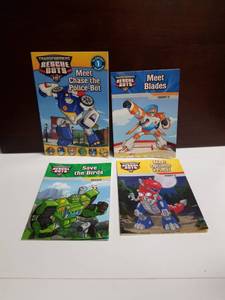 lot 2559 image: Transformers Rescue Bots 4-Book Lot Meet Chase Police-Bot Blades Optimus Primal