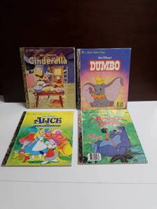 lot 2644 image: Little Golden Books Disney Set of 4 Cinderella, Dumbo, Alice in Wonderland, Jungle Book