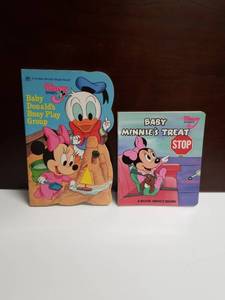lot 2654 image: Disney Babies 2 Board Books Baby Donalds Busy Play Group Baby Minnies Treat