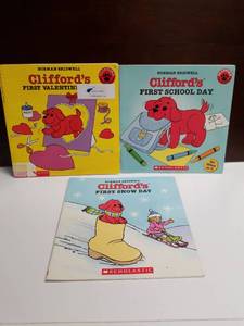 lot 2672 image: Norman Bridwell Cliffords 3 Book Set First Valentine First School Day First Snow Day