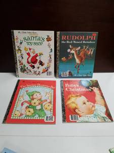 lot 2682 image: Little Golden Book Set 4 Christmas Stories Santas Toy Shop Rudolph Babys Christmas Littlest Elf