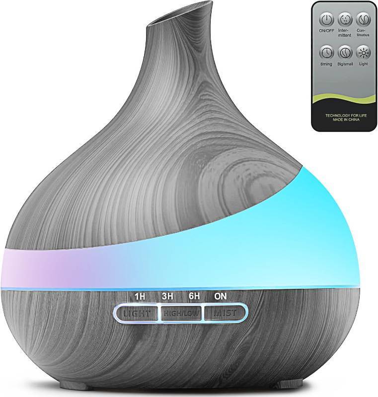 lot 18474 image: HJTHJT 500ML Essential Oil Diffuser Aroma Diffuser with Remote Control for Hotel Spa Yoga Room - Humidifiers for Bedroom with 14 Colors LED Night Light for KidsWomen Home Relaxation - Retail $27
