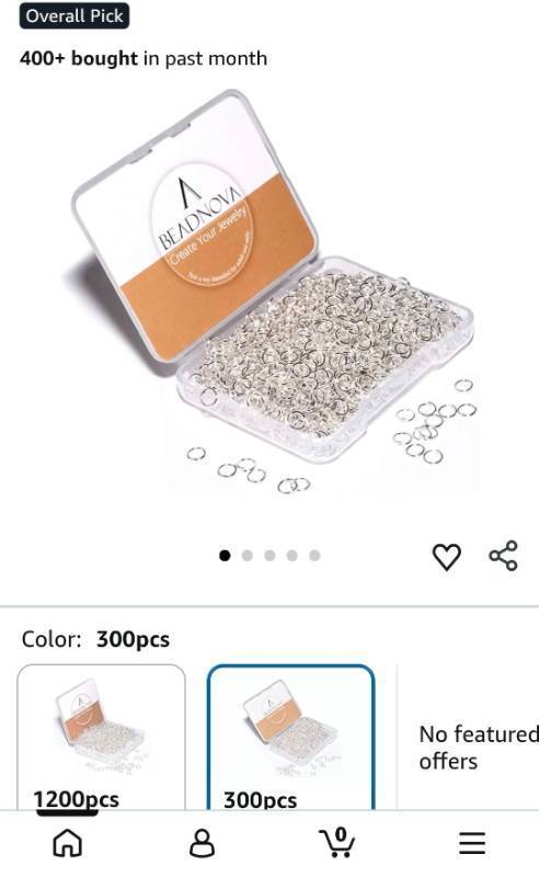 lot 18675 image: Beadnova Silver Jump Rings Set 300pcs - Retail $5