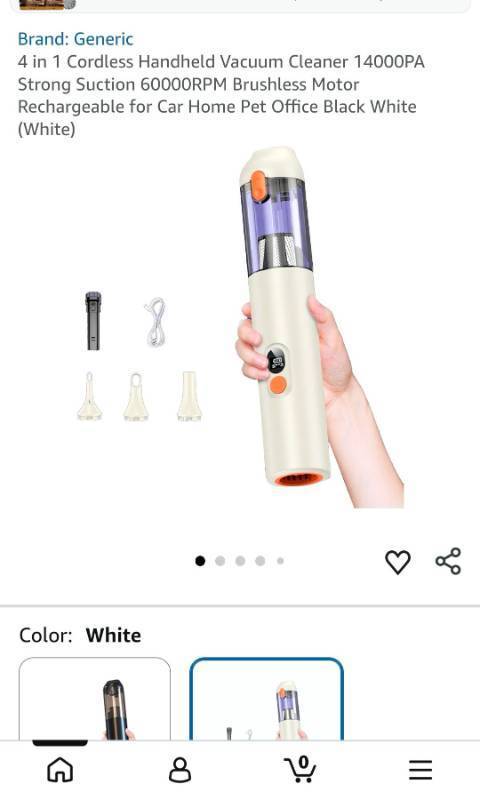 lot 18701 image: 4-in-1 Cordless Handheld Vacuum Cleaner 14000PA - Retail $25