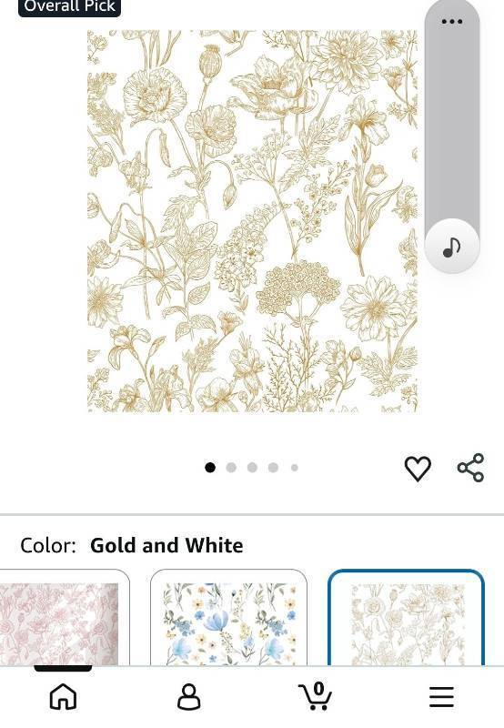 lot 18730 image: Gold and White Floral Peel and Stick Wallpaper - Retail $12