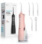 Water Flosser for Teeth Cordless: 300ML Cordless Oral Irrigator with DIY Pressure for Braces, 4 Modes & 5 Jet Tips, 30-Day Battery, IPX7 Waterproof Dental Flosser for Daily Oral Care Travel, Rose Gold - Retail: $46