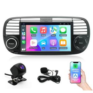 lot 4300 image: Android 14 Car Stereo Radio for Fiat 500 2007-2015, 464G Radio with Wireless CarPlayAndroid Auto, 7 IPS HD Touch Screen Radio with WiFiGPSBluetoothFMUSBSWCBackup CameraMic - Retail $209